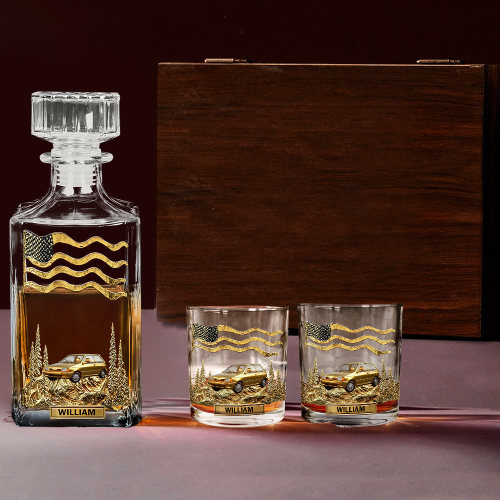 Cadeau original pour les passionnés d'automobile - Coffret carafe à whisky personnalisée