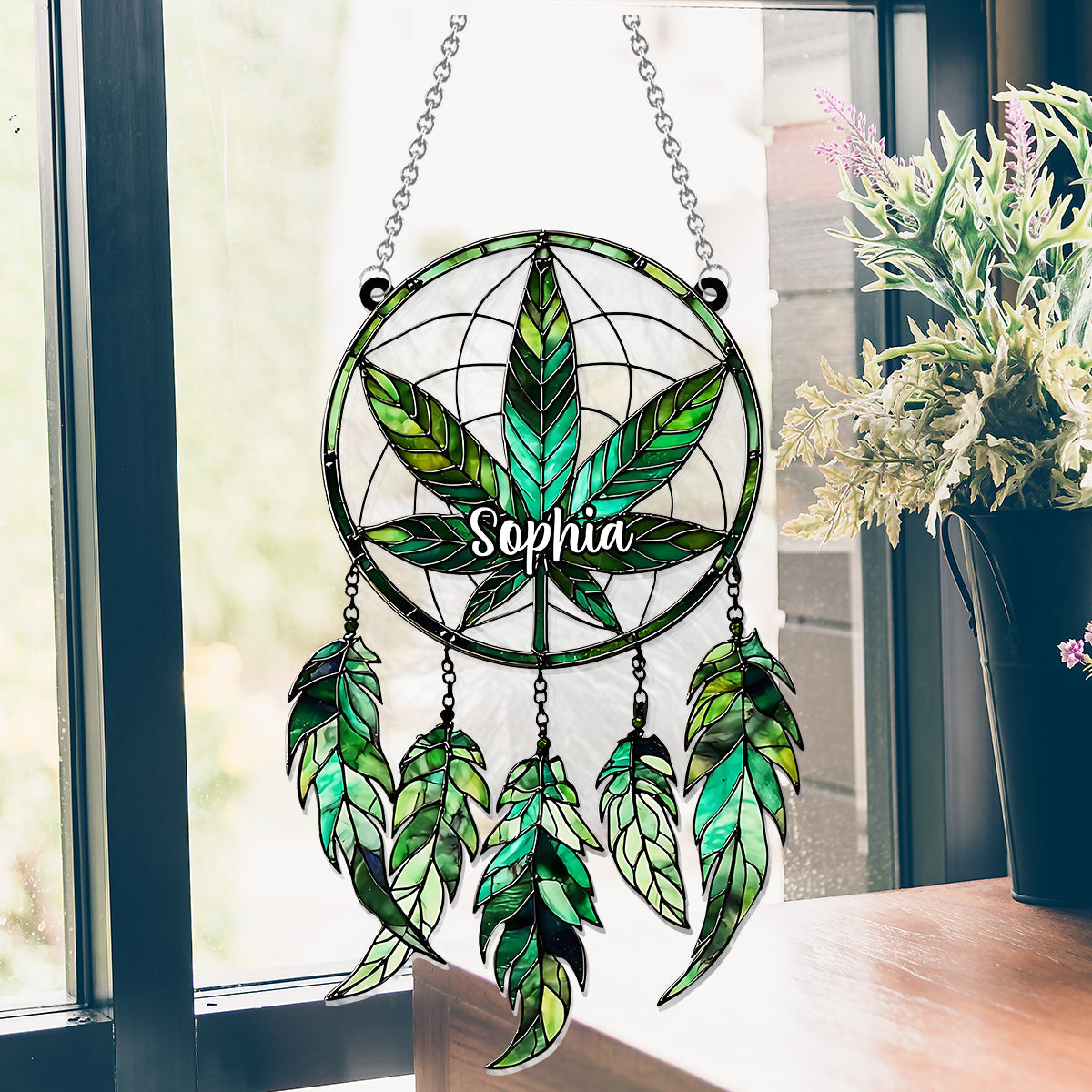 Beautiful Marijuanas - Personalized Weed Window Hanging Suncatcher Ornament