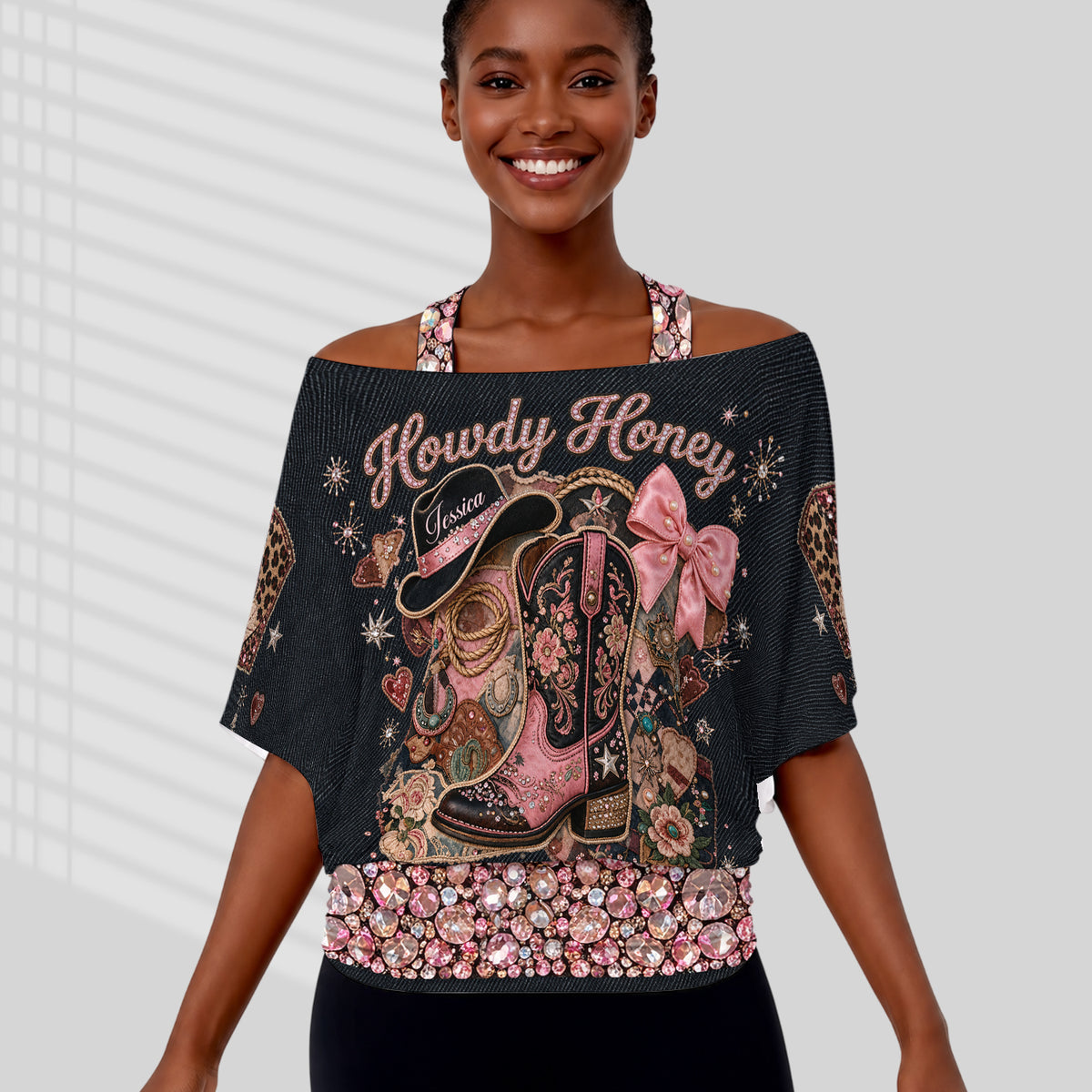 Cowgirl Era - Personalized Cowgirl Off-Shoulder Top Set