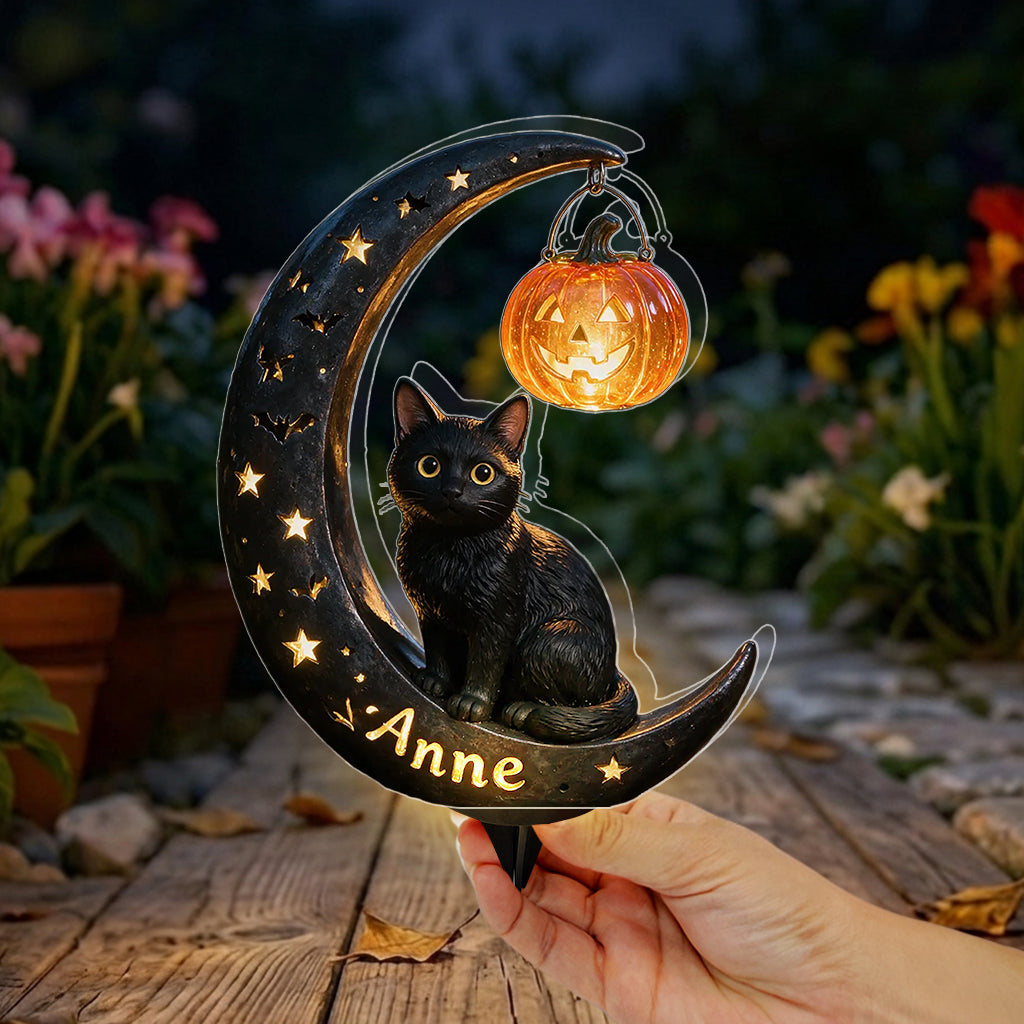 Chat d'Halloween - Lampe solaire acrylique personnalisée