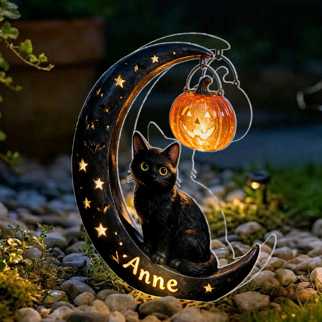 Chat d'Halloween - Lampe solaire acrylique personnalisée