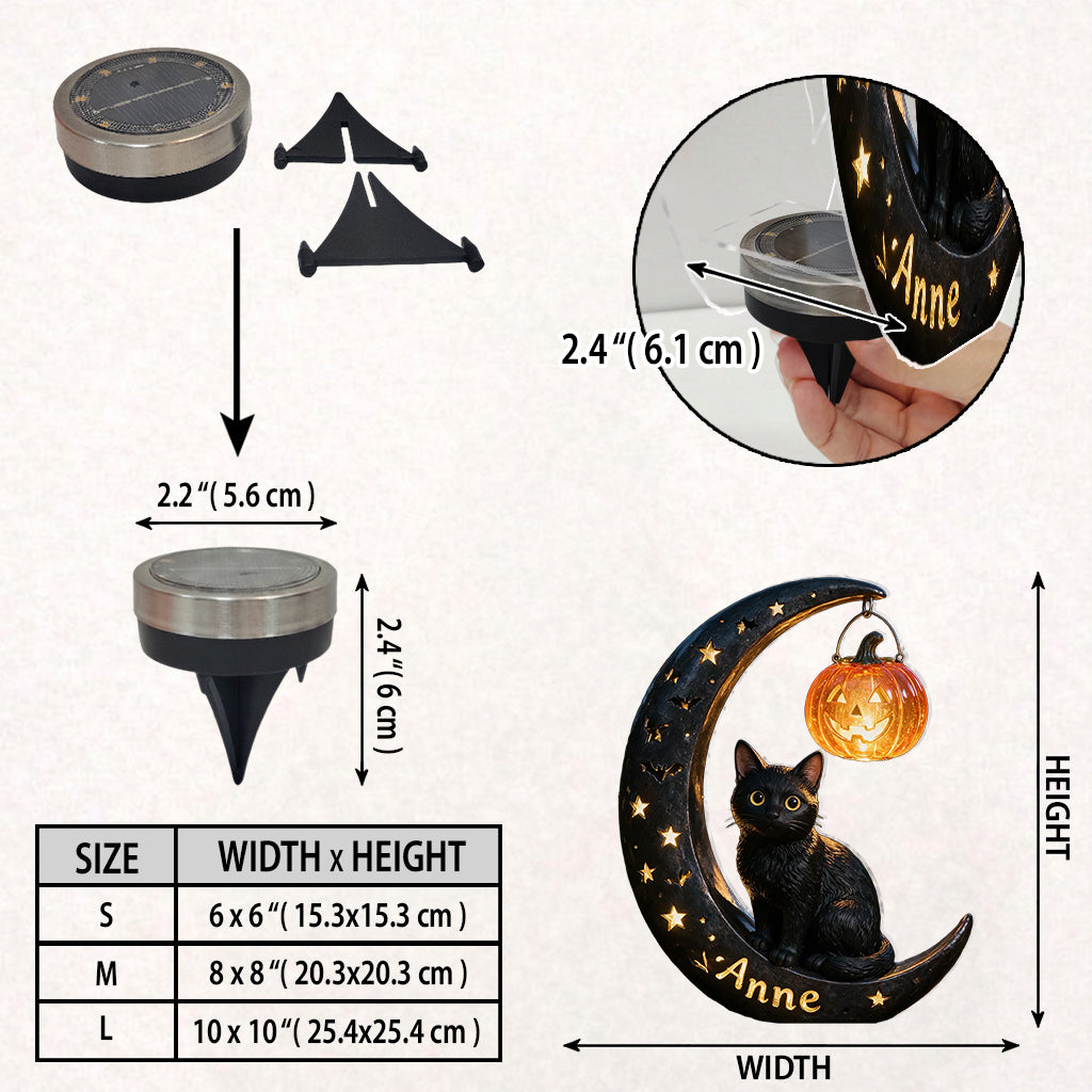 Chat d'Halloween - Lampe solaire acrylique personnalisée