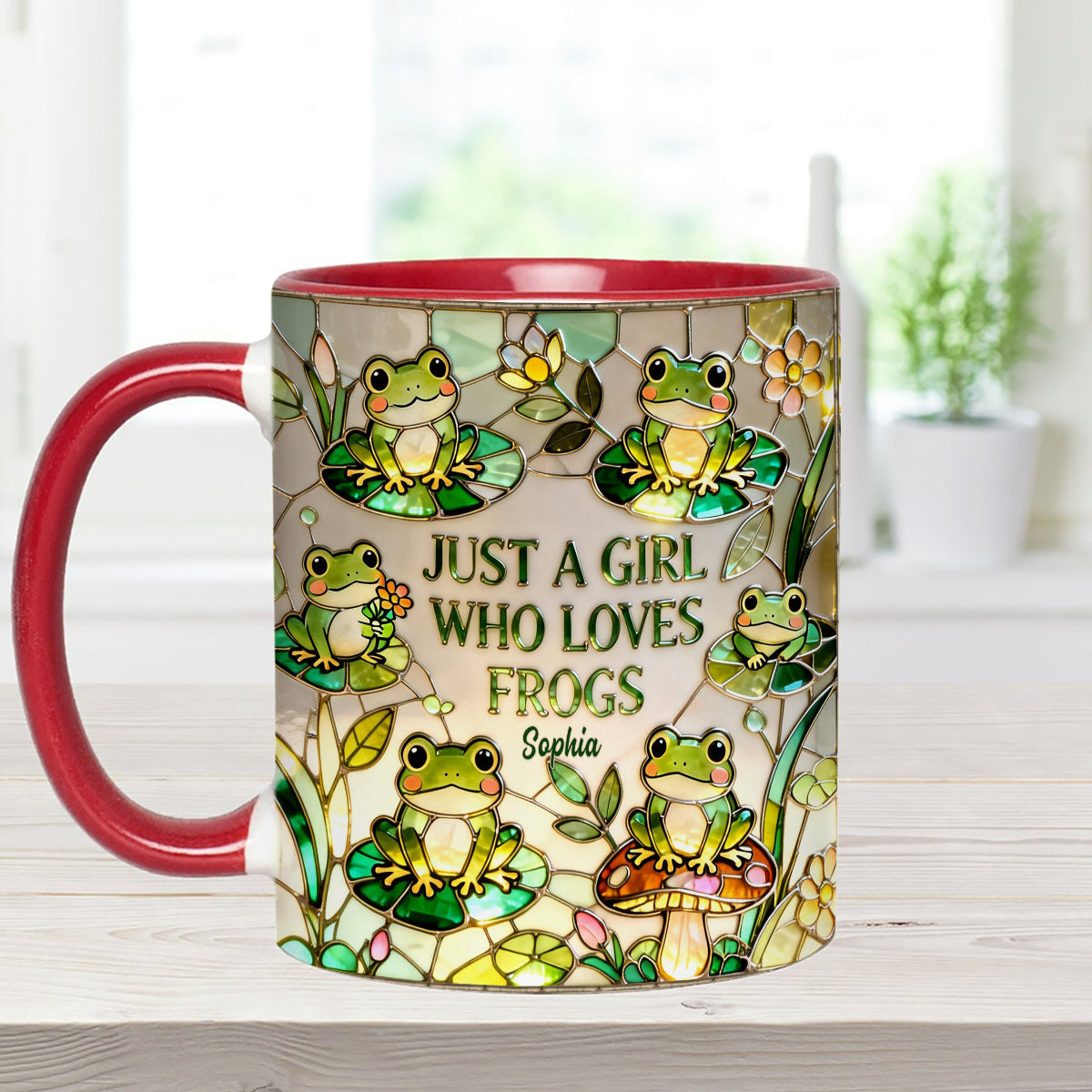 Juste une fille qui aime les grenouilles - Mug personnalisé avec agitateurs en acrylique « Grenouille »