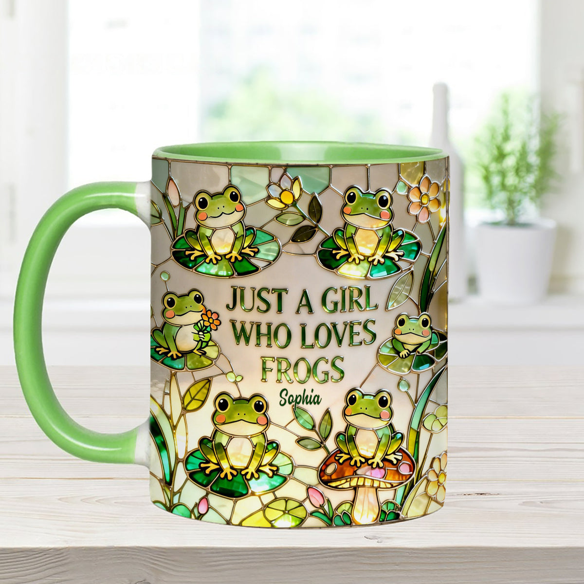 Juste une fille qui aime les grenouilles - Mug personnalisé avec agitateurs en acrylique « Grenouille »