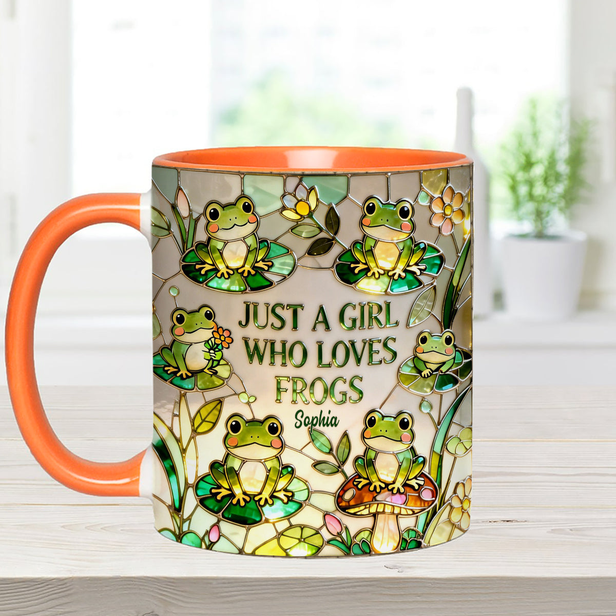 Juste une fille qui aime les grenouilles - Mug personnalisé avec agitateurs en acrylique « Grenouille »