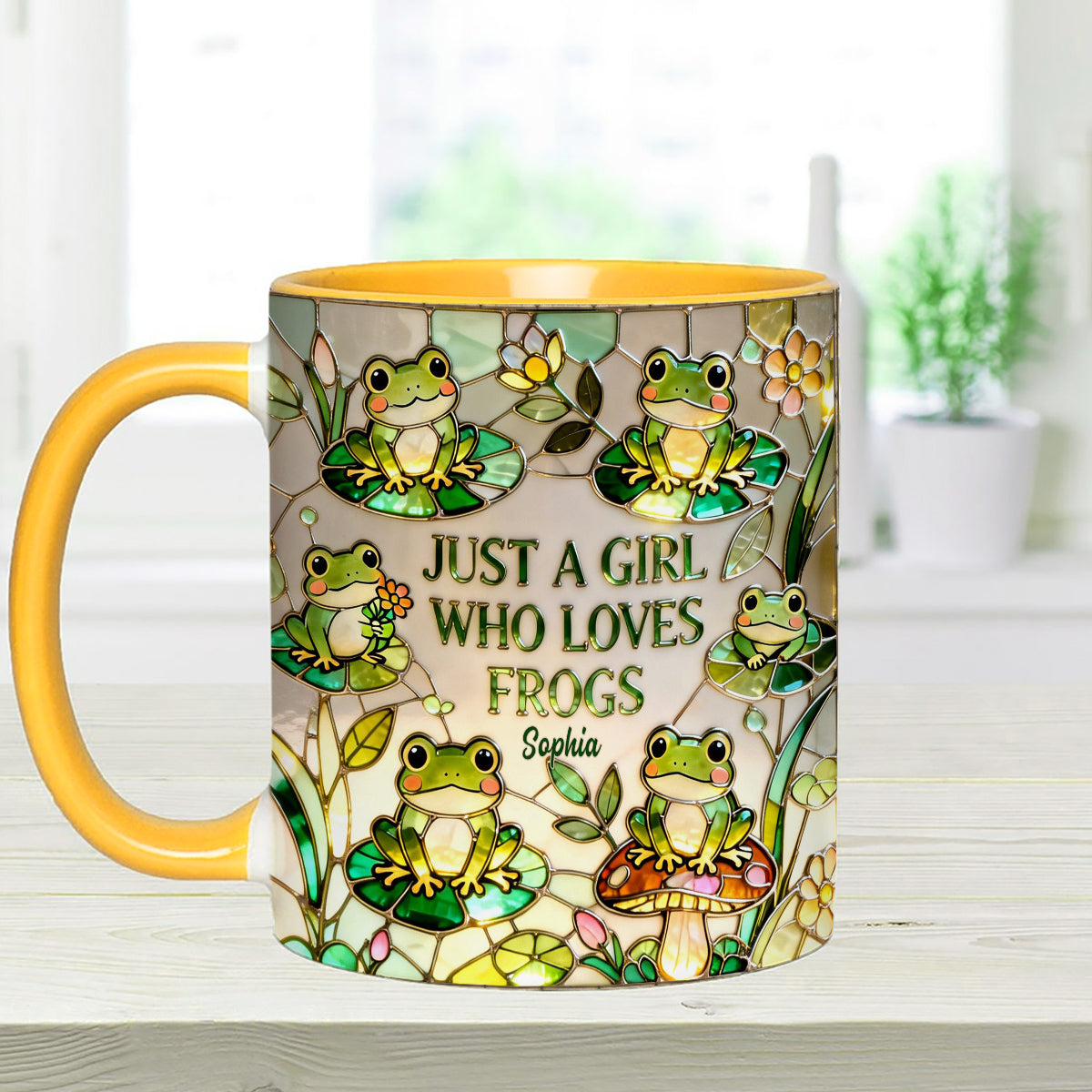 Juste une fille qui aime les grenouilles - Mug personnalisé avec agitateurs en acrylique « Grenouille »