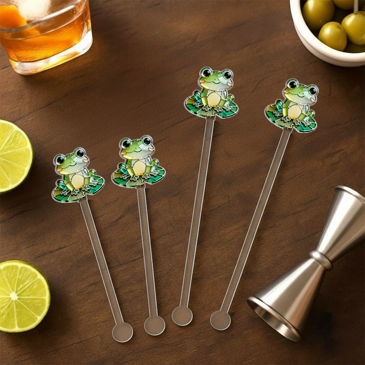 Juste une fille qui aime les grenouilles - Mug personnalisé avec agitateurs en acrylique « Grenouille »