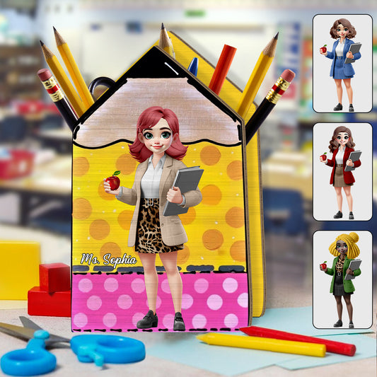 Meilleur professeur du monde - Porte-stylo en bois personnalisé pour professeur