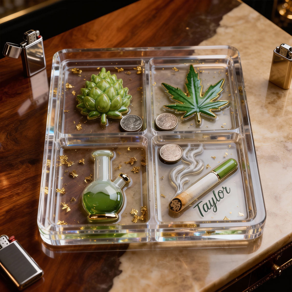 Green Magic Leaf - Personalized Weed Catch-All Tray