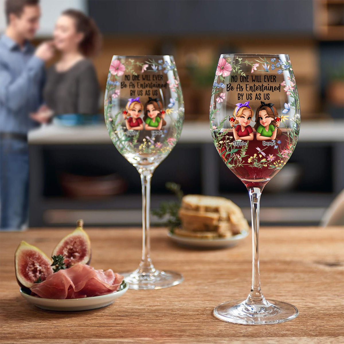 No One Will Ever Be As Entertained By Us As Us Bestie - Personalized Bestie Wine Glass With Long Stem