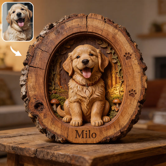 Photo Personnalisée - Plaque en Bois Personnalisée en Forme de Chien