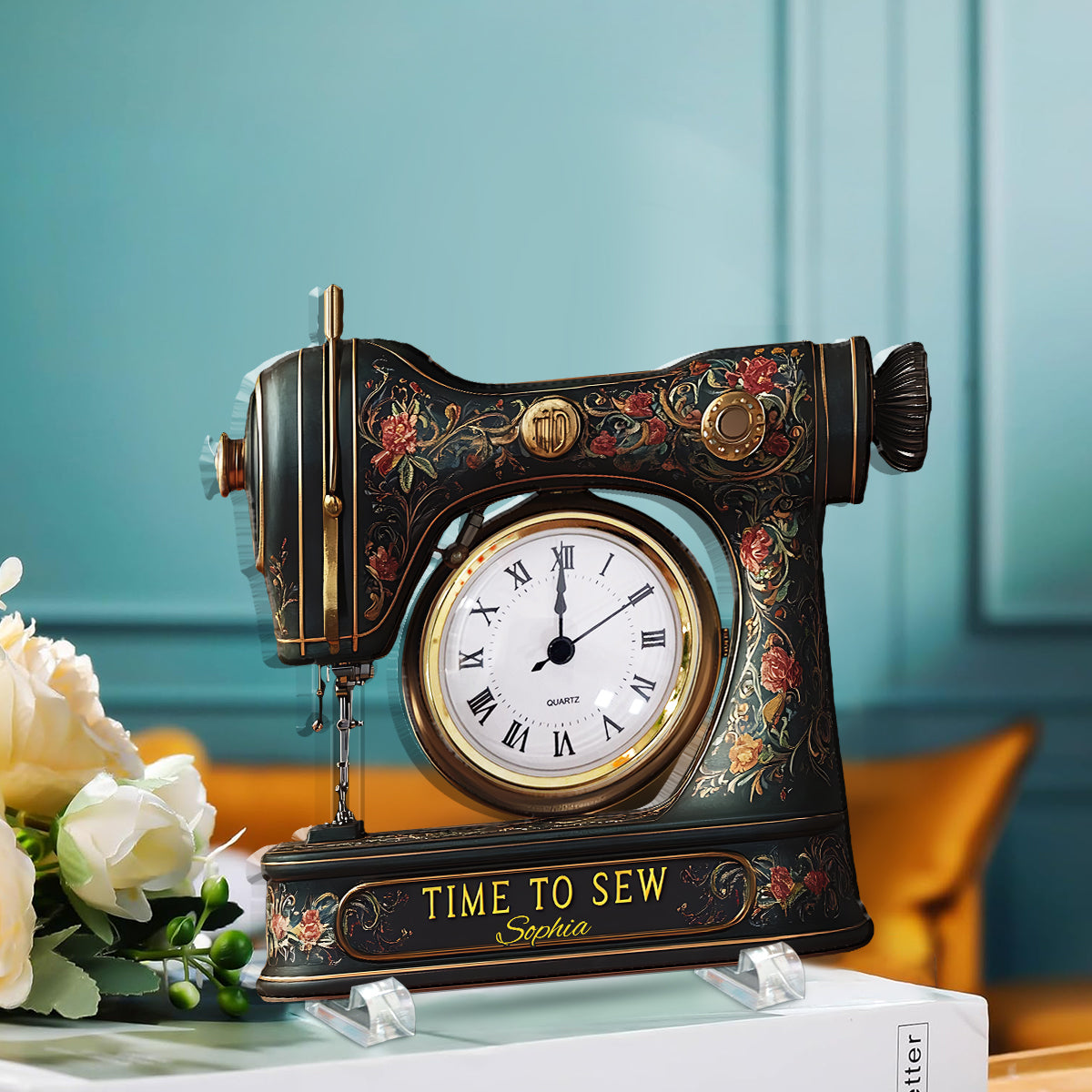 Time To Sew - Personalized Sewing Acrylic Clock Plaque