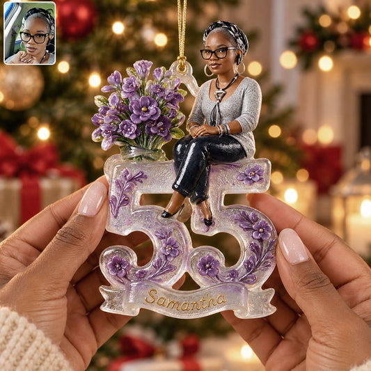 Any Photo, Any Number - Personalized Birthday Custom Shape Glass Ornament