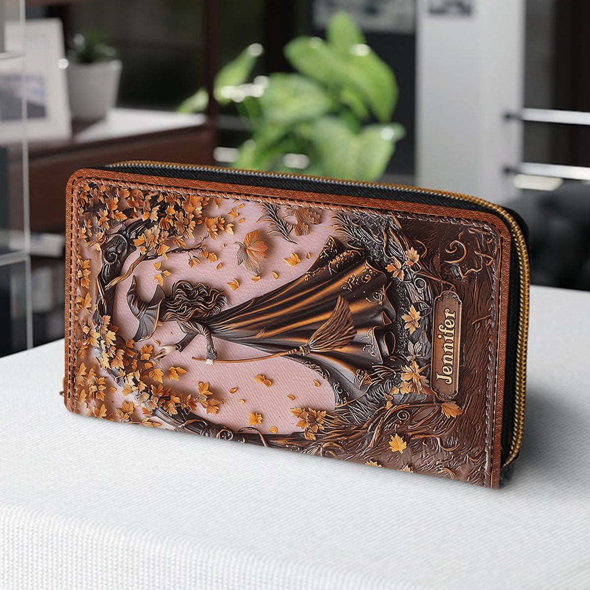Belle Sorcière - Portefeuille long en cuir personnalisé - Sorcière