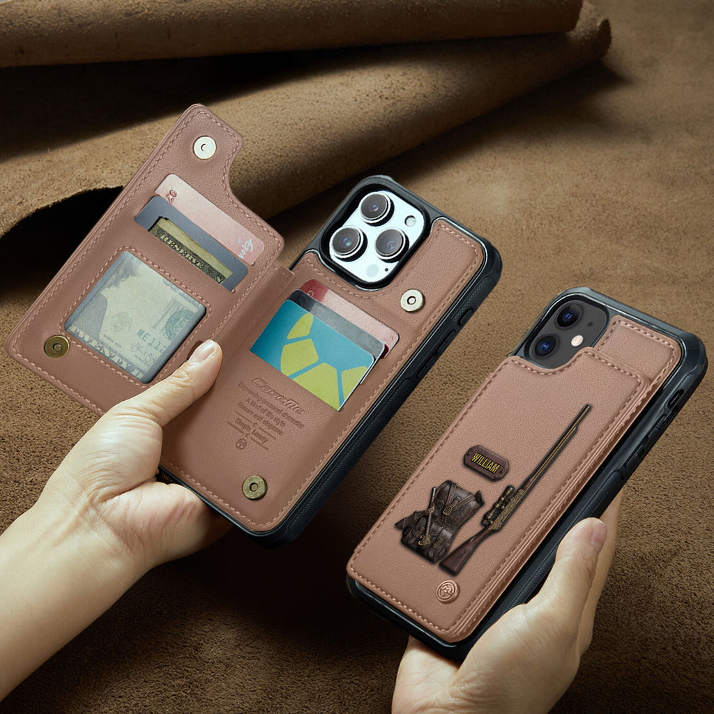 Cadeau de luxe pour chasseur - Étui portefeuille personnalisé pour téléphone sur le thème de la chasse