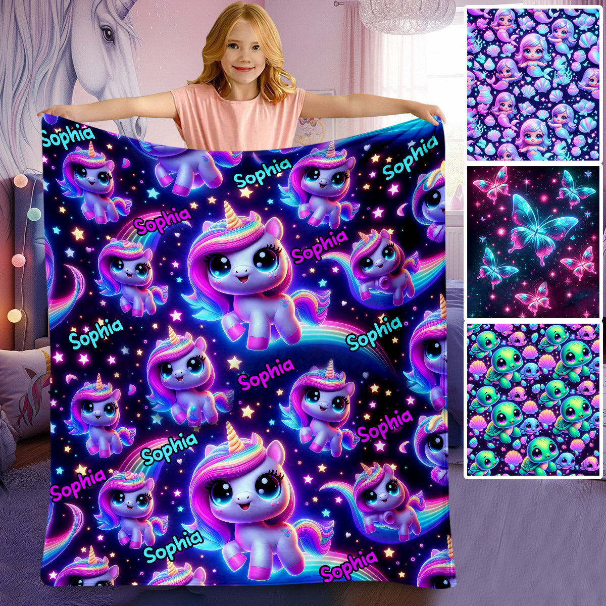 Magnifique motif lumineux - Couverture enfant personnalisée