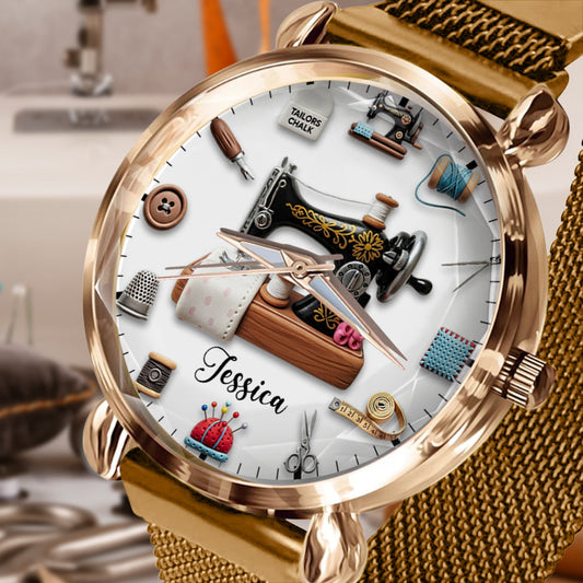 Temps de couture - Montre-bracelet personnalisée pour femmes couturières 