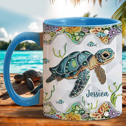 Mug personnalisé « Juste une fille qui aime les tortues » avec motif tortue