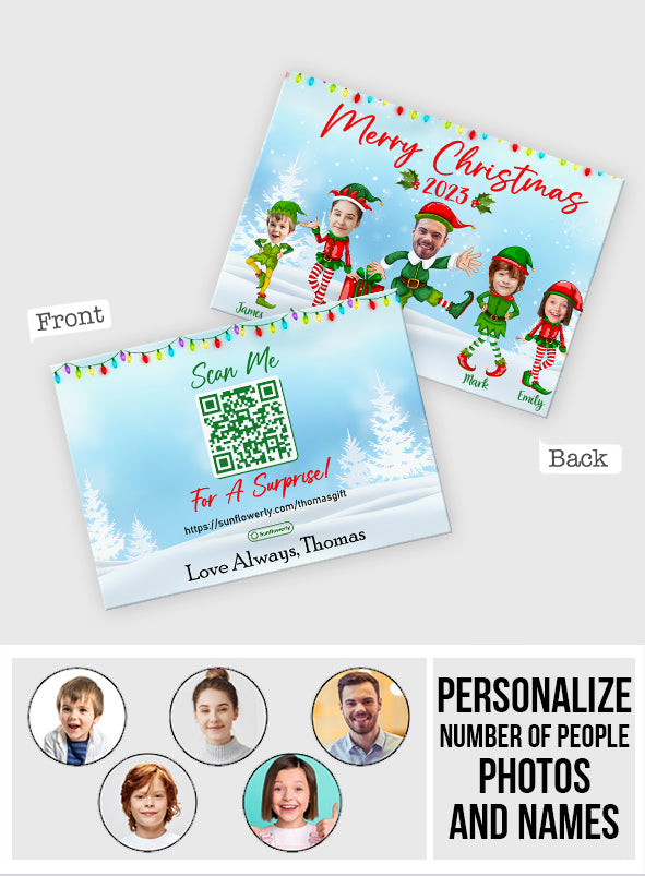 Joyeux Noël, les lutins ! - Carte de vœux personnalisée avec QR code