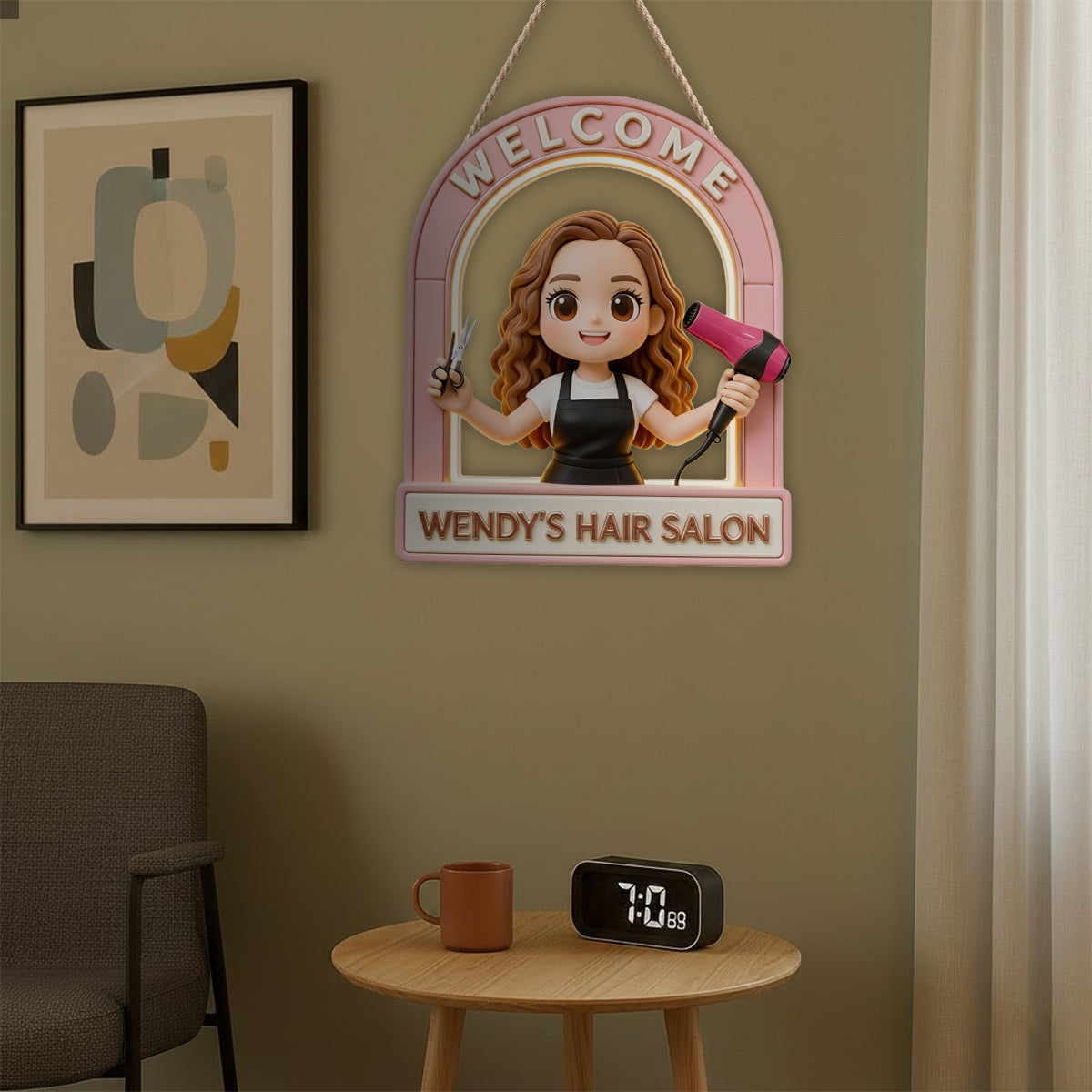 Enseigne de bienvenue pour salon de coiffure - Enseigne lumineuse LED personnalisée en acrylique pour coiffeur