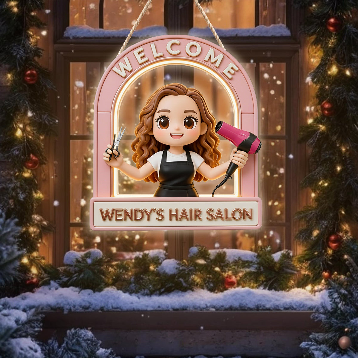Enseigne de bienvenue pour salon de coiffure - Enseigne lumineuse LED personnalisée en acrylique pour coiffeur