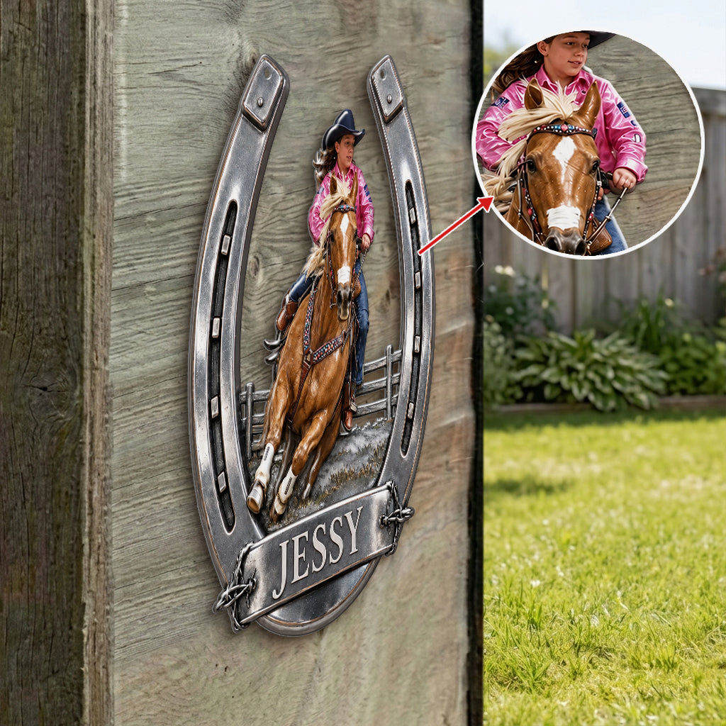 Custom Any Photo, Horse Riding - Personalized Horse 3D Printed Cut Metal Sign