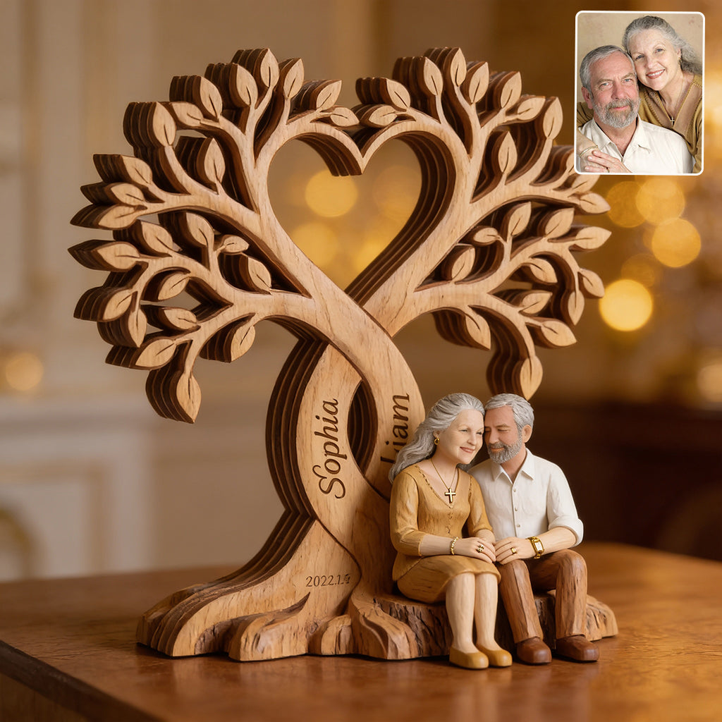 Photo Personnalisée - Plaque en Bois Personnalisée en Forme de Couple