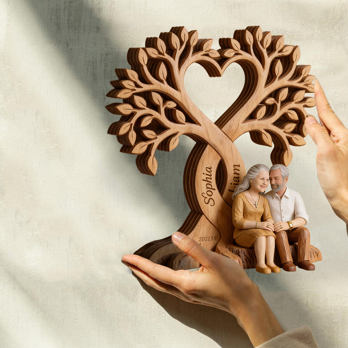 Photo Personnalisée - Plaque en Bois Personnalisée en Forme de Couple