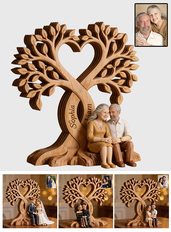 Photo Personnalisée - Plaque en Bois Personnalisée en Forme de Couple