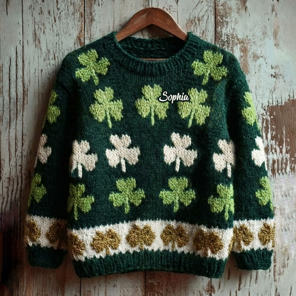 Trèfle irlandais - Pull moche irlandais personnalisé
