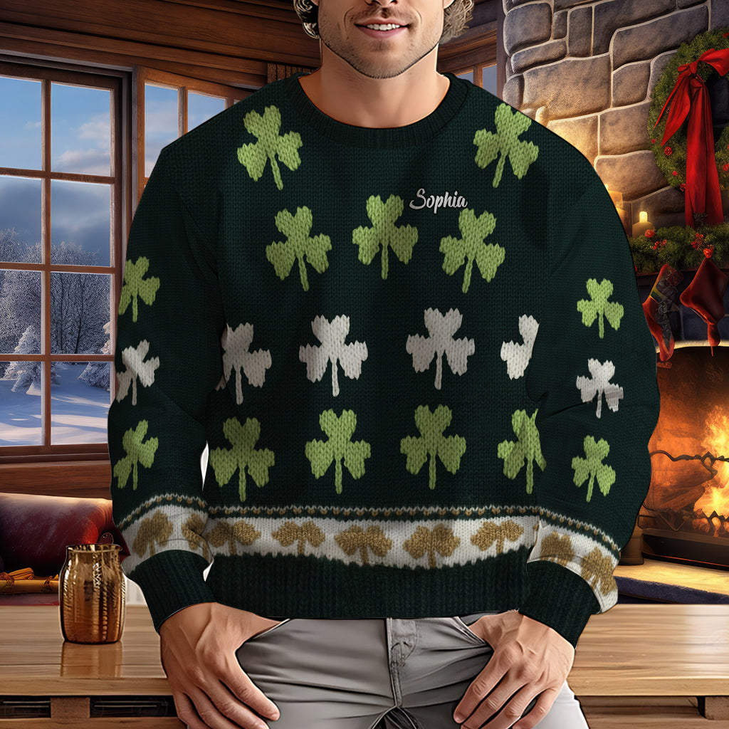 Trèfle irlandais - Pull moche irlandais personnalisé