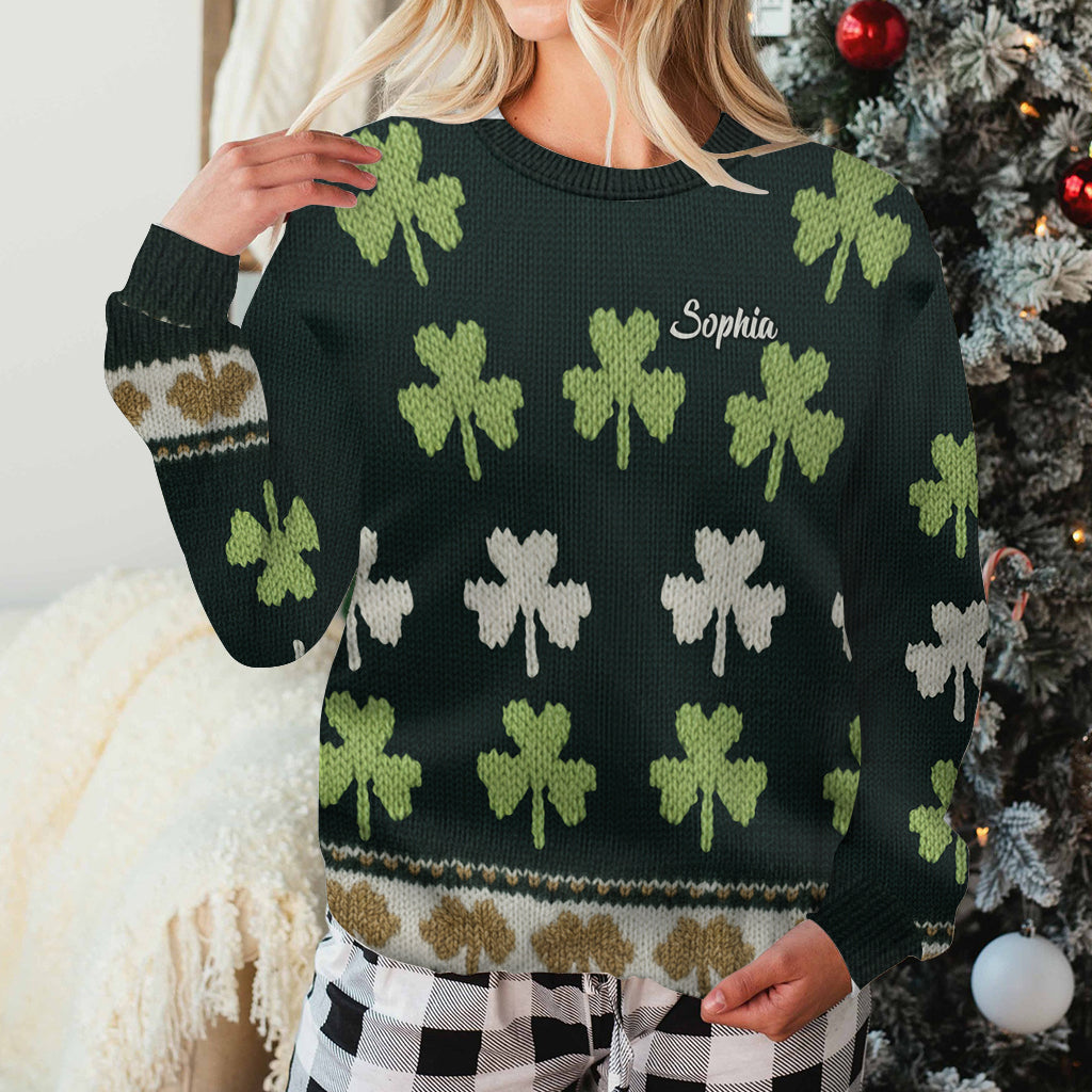 Trèfle irlandais - Pull moche irlandais personnalisé