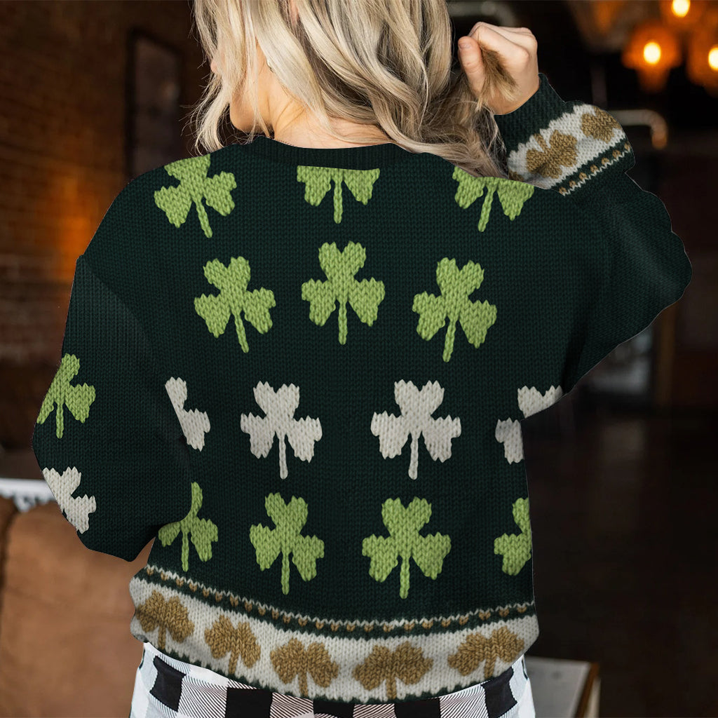 Trèfle irlandais - Pull moche irlandais personnalisé