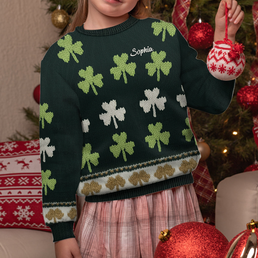 Trèfle irlandais - Pull moche irlandais personnalisé