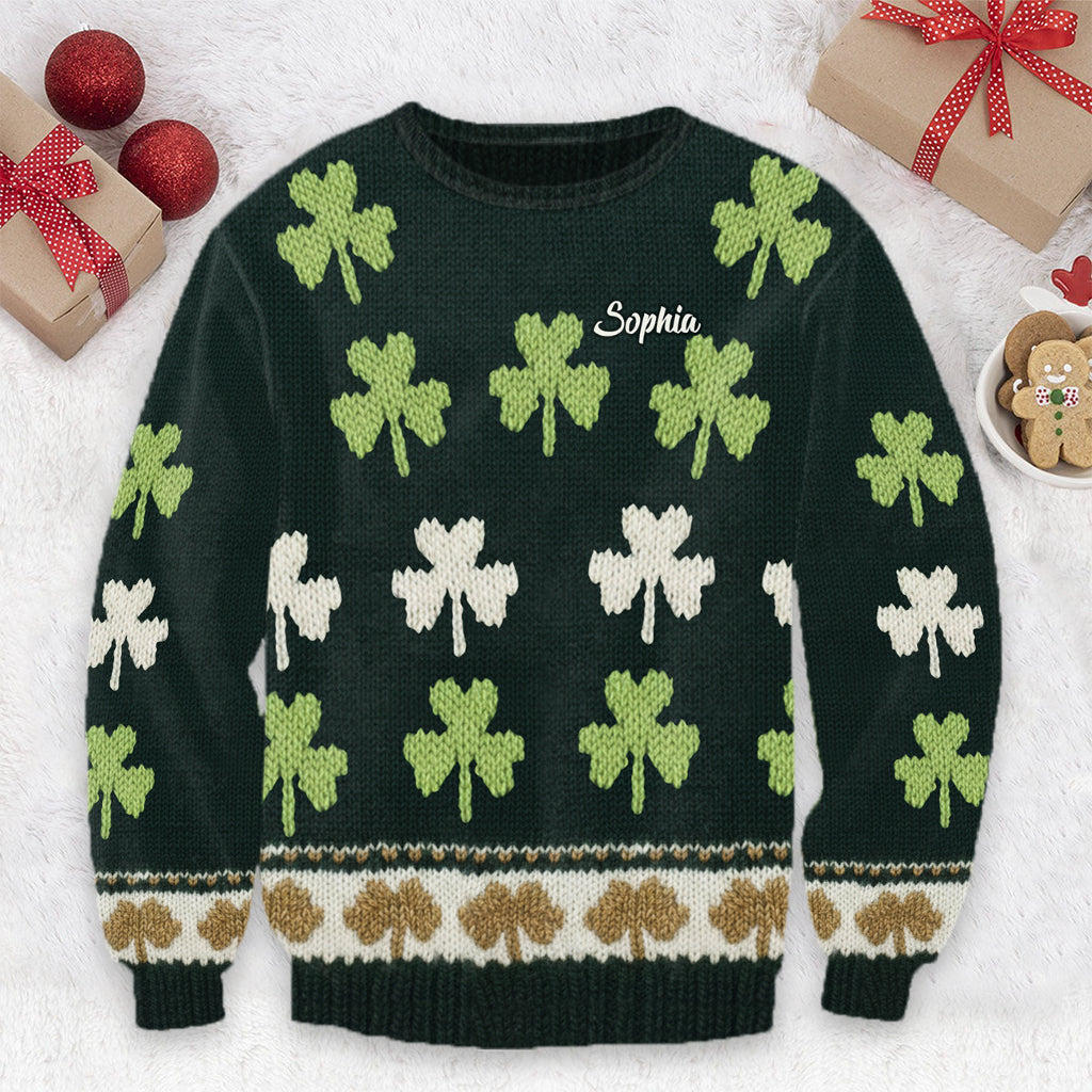 Trèfle irlandais - Pull moche irlandais personnalisé