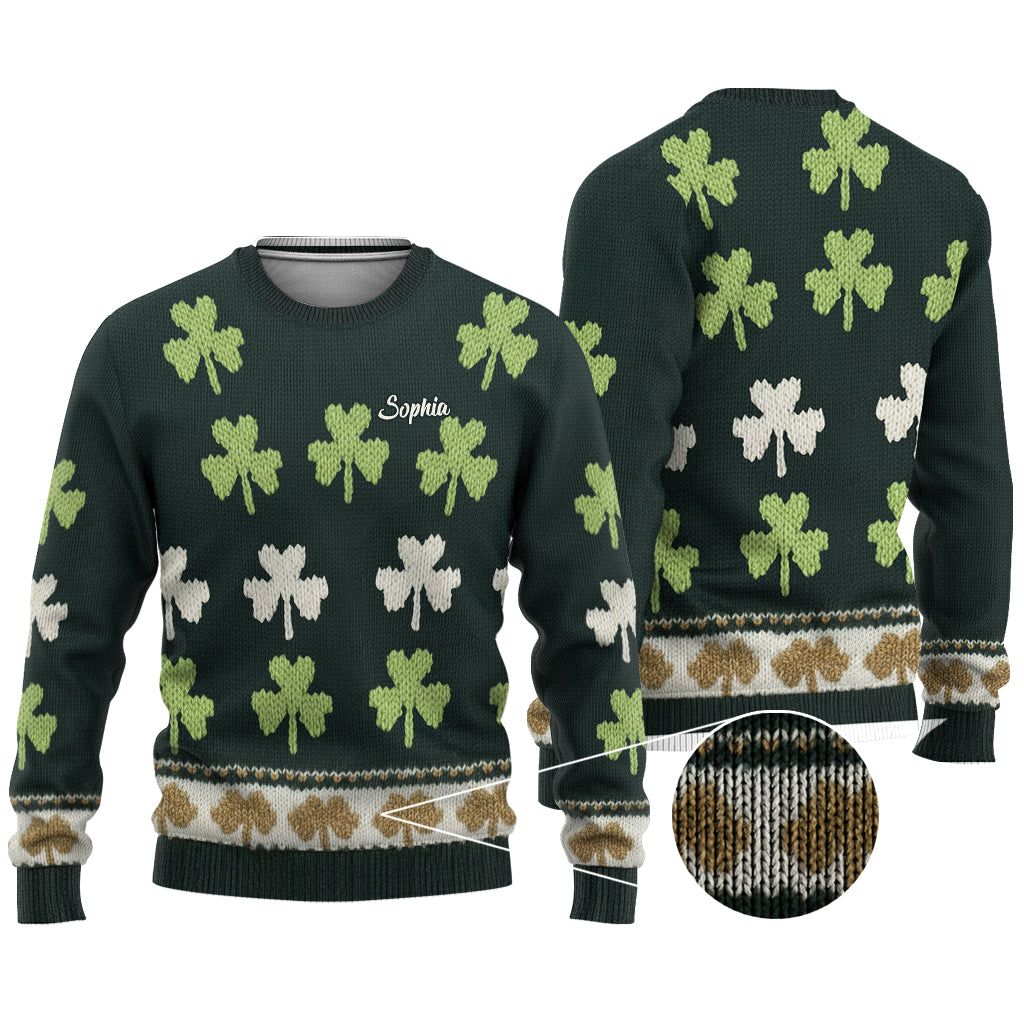 Trèfle irlandais - Pull moche irlandais personnalisé