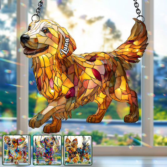 J'aime mon chien - Décoration attrape-soleil personnalisée à suspendre à la fenêtre 