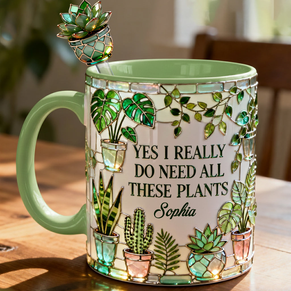 J'ai vraiment besoin de toutes ces plantes - Mug décoratif personnalisé « Ensemble de jardinage » avec agitateurs en acrylique