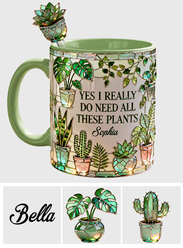 J'ai vraiment besoin de toutes ces plantes - Mug décoratif personnalisé « Ensemble de jardinage » avec agitateurs en acrylique
