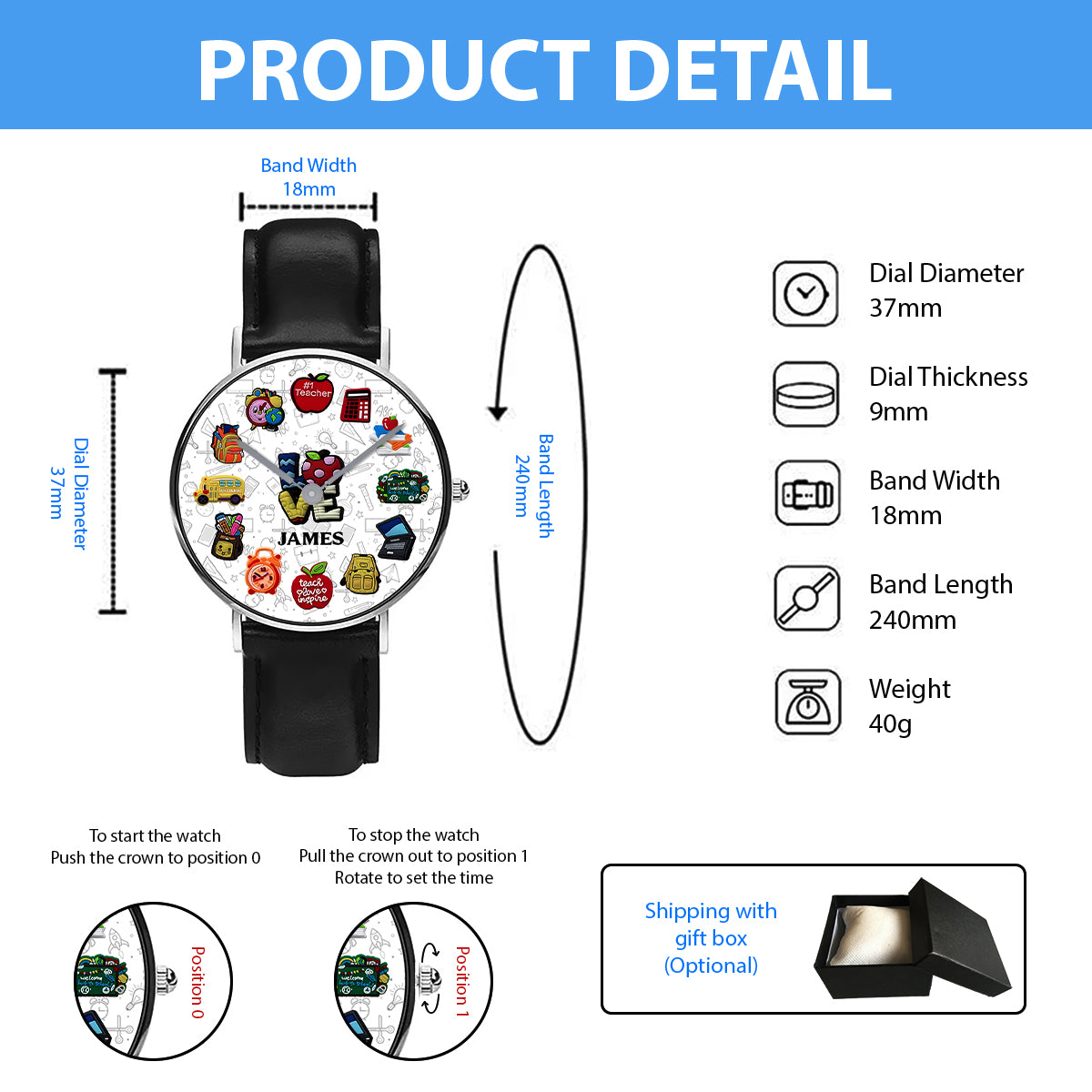 Montre personnalisée pour enseignants passionnés