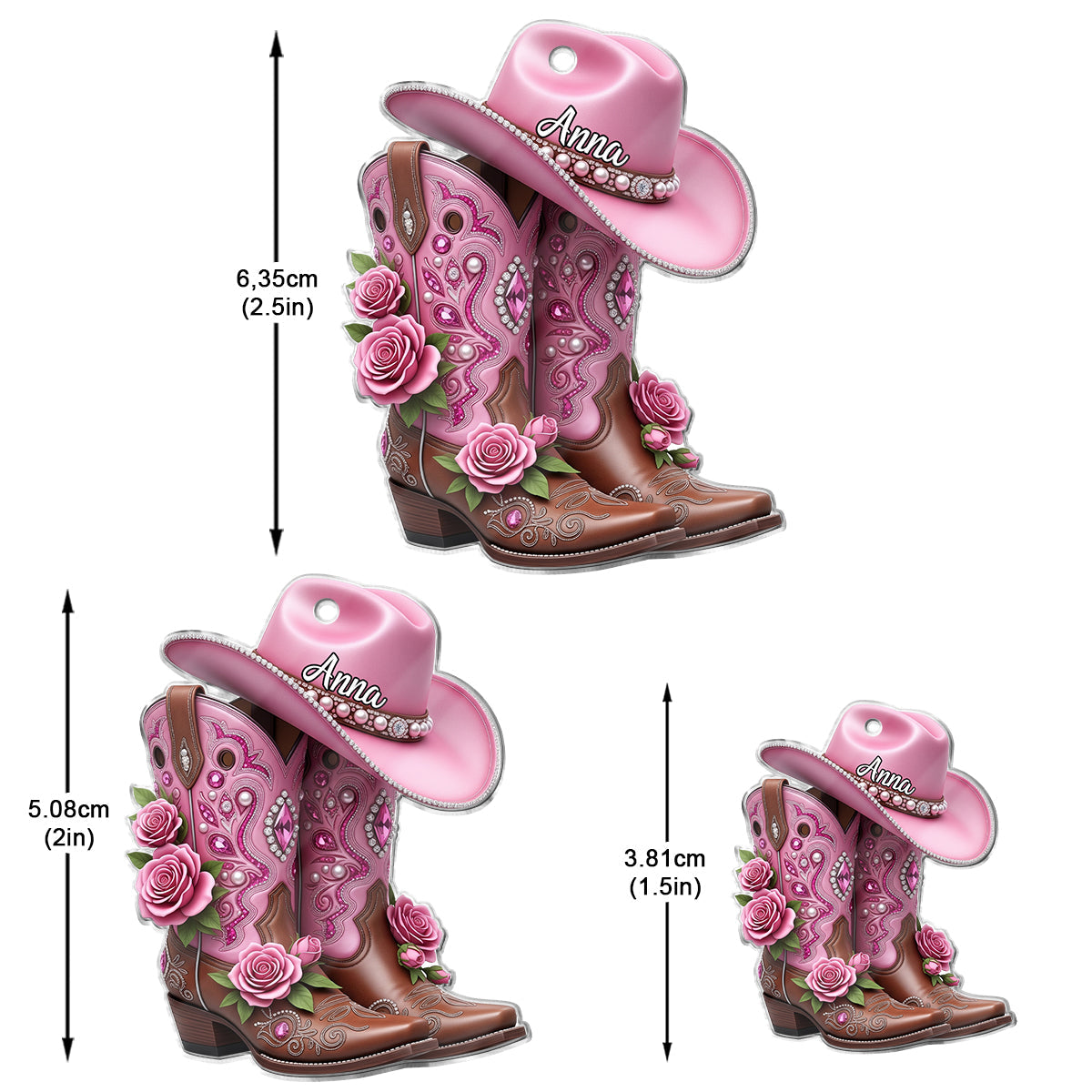 Bottes de cowgirl - Boucles d'oreilles de cowgirl personnalisées