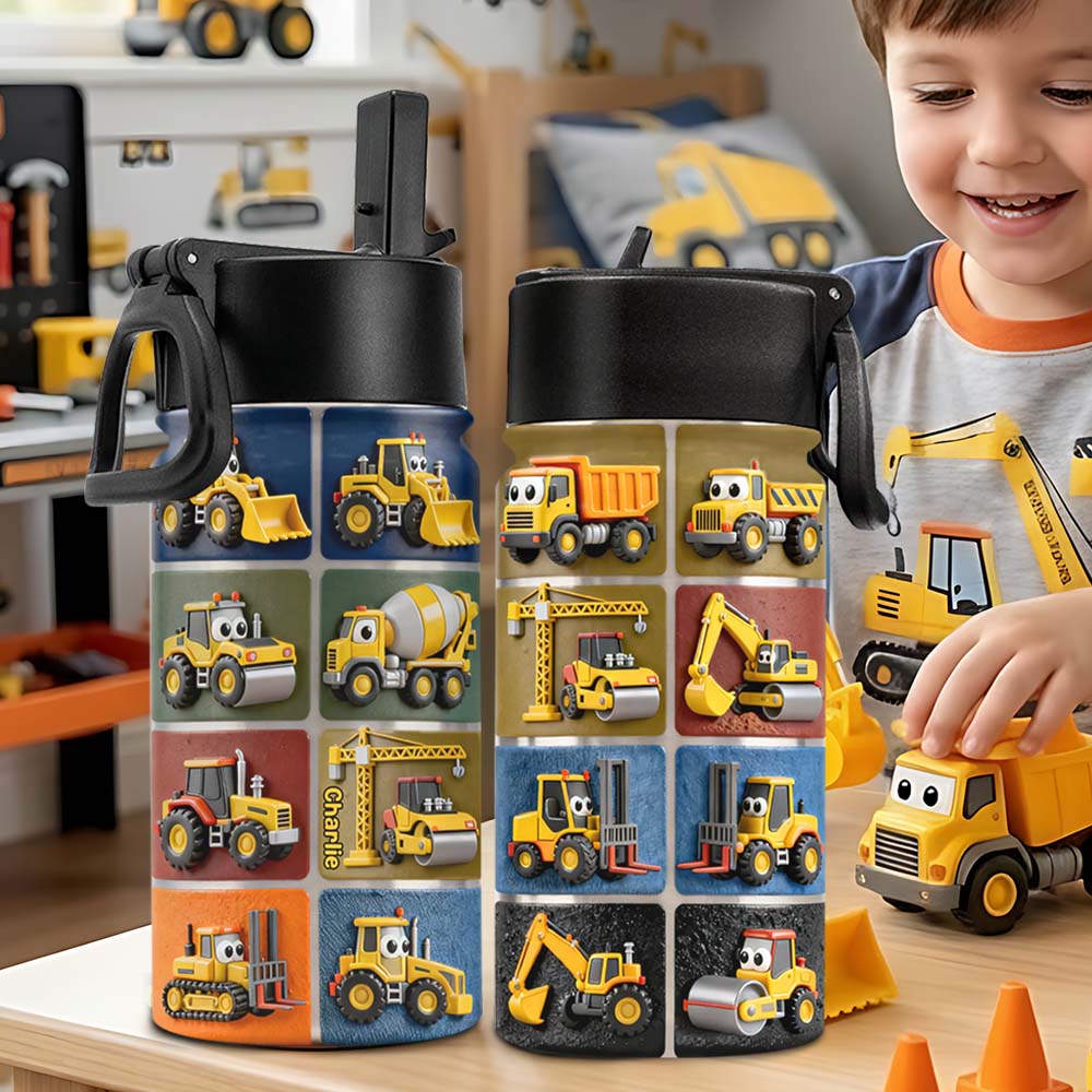 Machines de construction - Gourde personnalisée pour enfants
