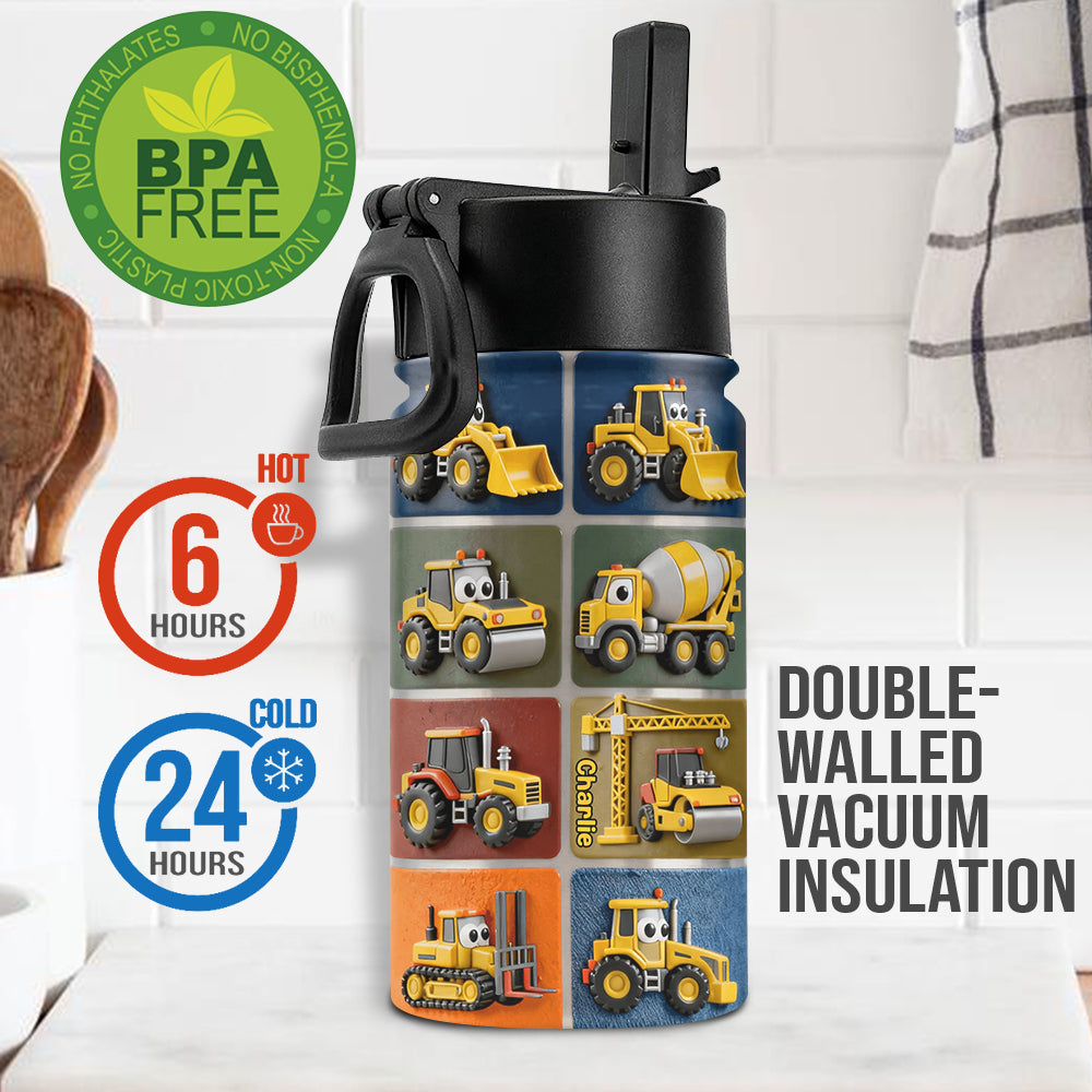 Machines de construction - Gourde personnalisée pour enfants
