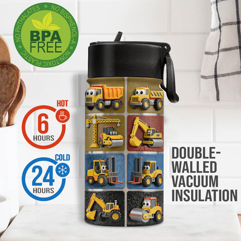 Machines de construction - Gourde personnalisée pour enfants