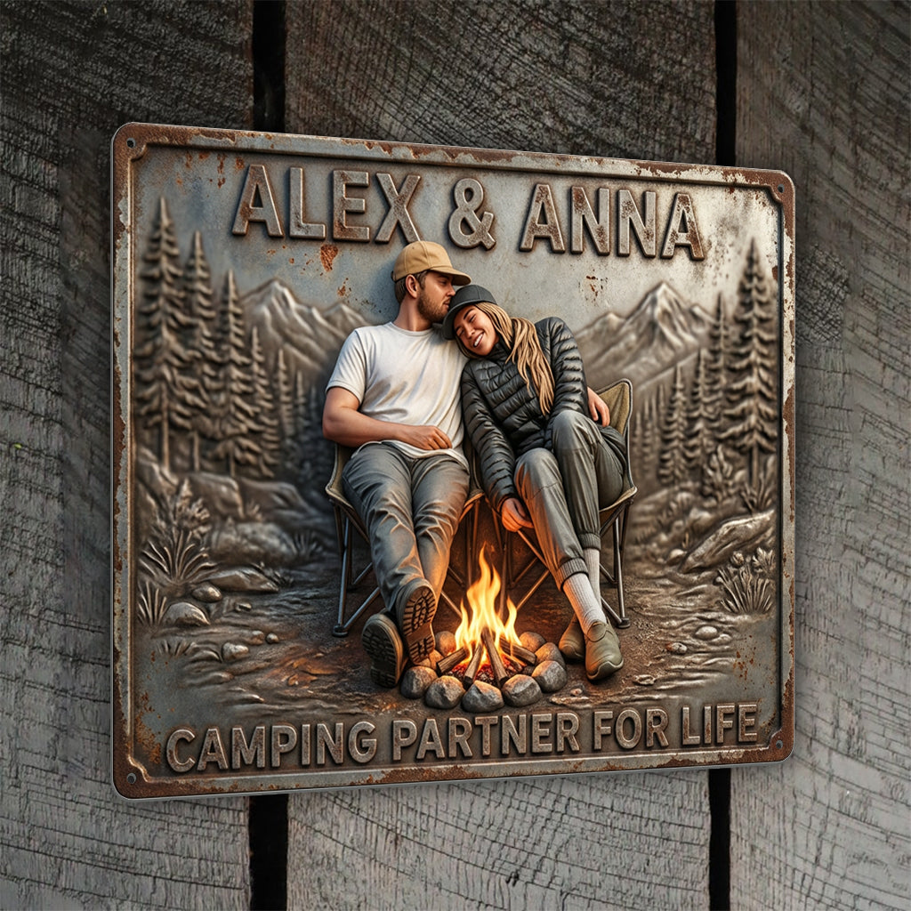 Camping Partners For Life - Personalized Camping Cut Metal Sign