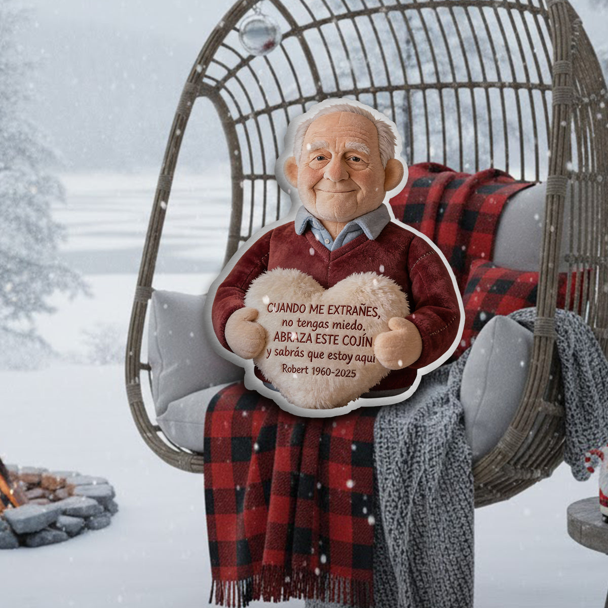 Tu Abrazo Eterno - Almohada Personalizada Conmemorativa de Piel Sintética