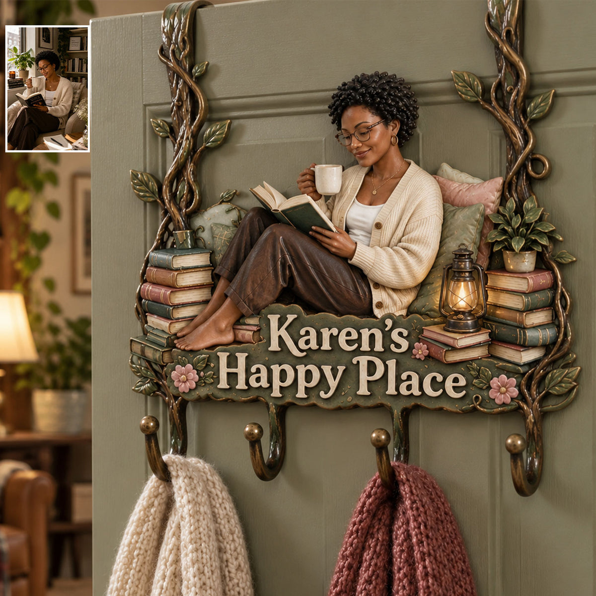 My Happy Place - Personalized Book Metal Door Hooks