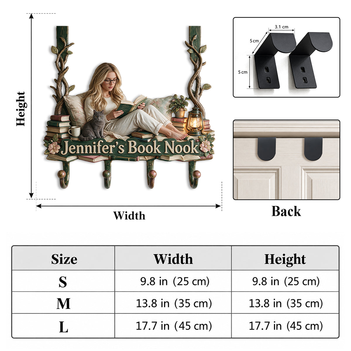 My Happy Place - Personalized Book Metal Door Hooks