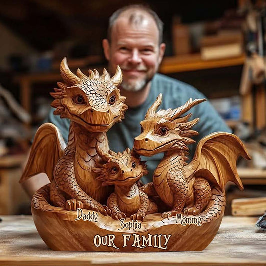 Notre famille - Plaque acrylique personnalisée en forme de dragon