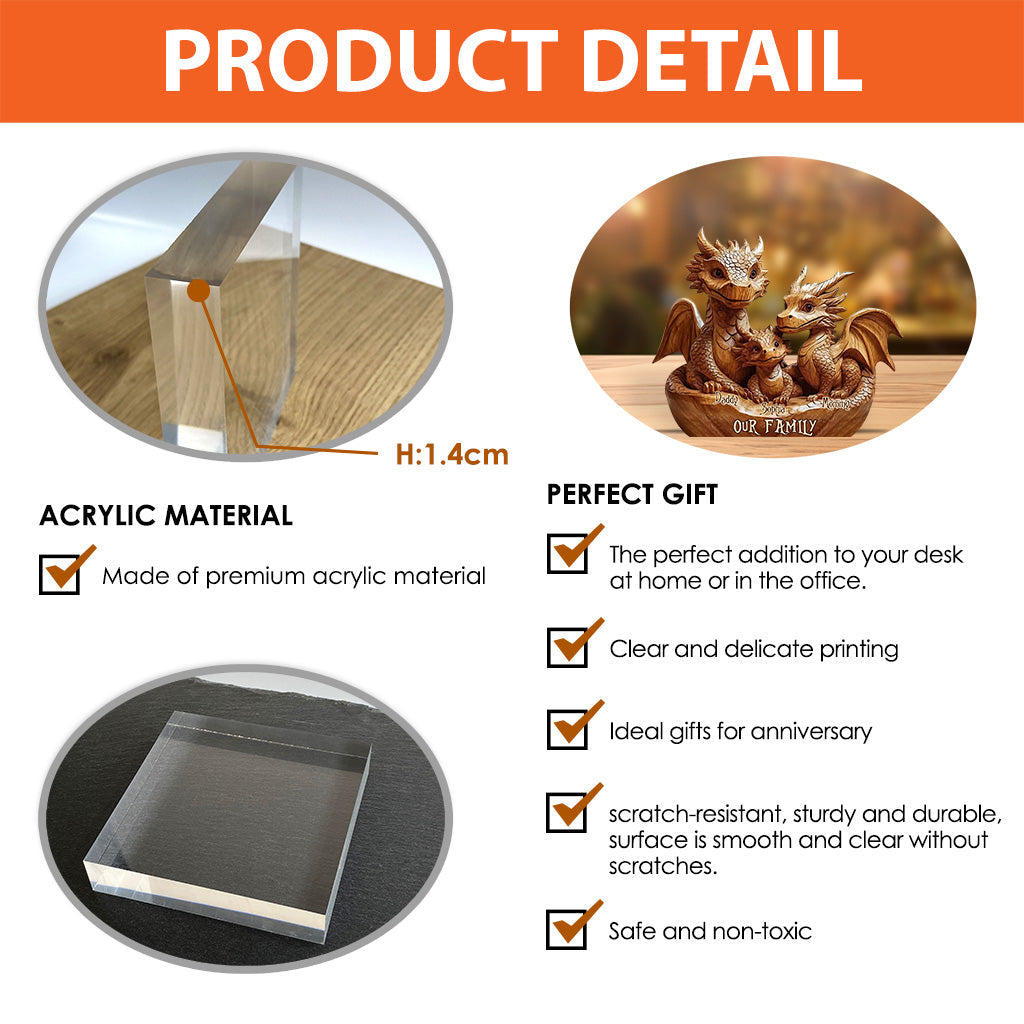 Our Family - Personalized Dragon Custom Shaped Acrylic Plaque